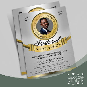 Flyer Cinza e reconhecimento Dourado de apreciação pasto