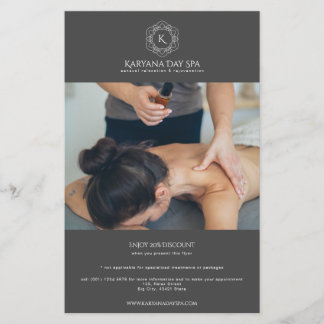 Flyer Cinza Escura Profissional Spa Bem-Estar Elegante