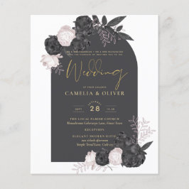 Flyer Cinza LeahG Rosa Rosas Moderna Casamento no invern