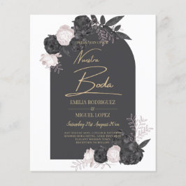 Flyer CINZA NUESTRA BODA Rosas Rosa Espanhola