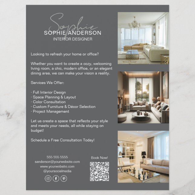 Flyer Cinza profissional moderno (Frente)