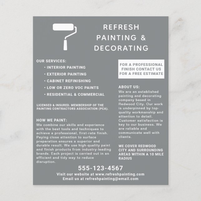 Flyer Cinzas Do Cilindro De Pintura E Decorador (Frente)