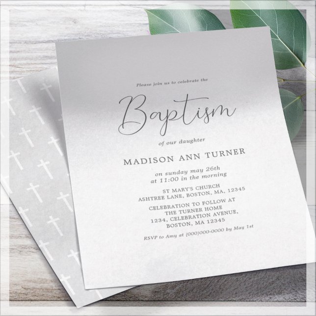 Flyer Cinzas simples | Convite Baptism (Criador carregado)