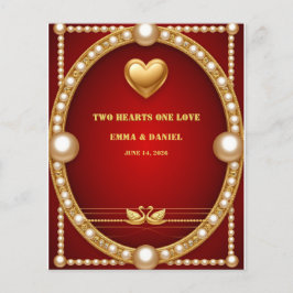 Flyer Cisne Casamento Decoração Casal Ouro Vermelho 💍