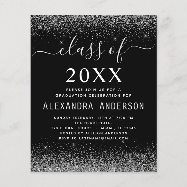 Flyer Classe de Orçamento de Graduação de Foto em Preto  (Frente)