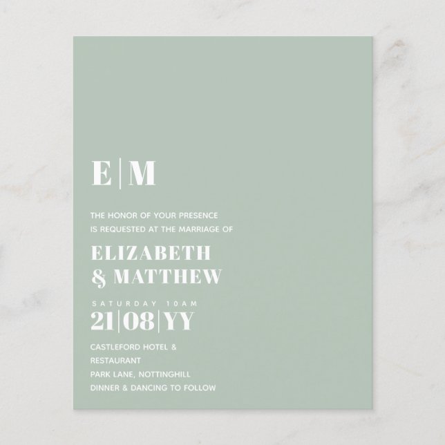 Flyer Classic BOLD Text Only Wedding Invitation Simple (Frente)