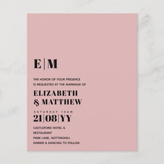 Flyer Classic BOLD Text Only Wedding Invitation Simple (Frente)