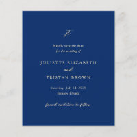 Clássico Save the Date de casamento em azul-marinh