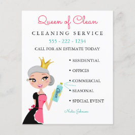 Flyer Cleaning Maid Service Gray Character Crown Fly