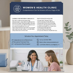 Flyer Clínica de Saúde Feminina com QR de Logo Personali