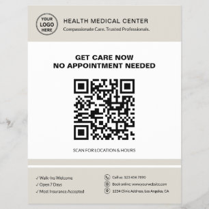 Flyer Clínica Médica QR Atendimento Urgente Sem Agendame
