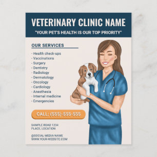 Flyer Clínica Veterinária Serviços Veterinários Cuidados