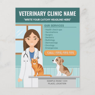 Flyer Clínica Veterinária Serviços Veterinários Hospital
