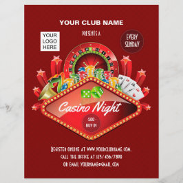 Flyer Club Casino Night Party personalizou adicionar fot