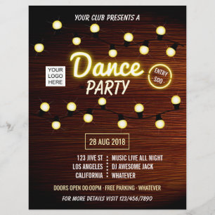 Flyer Clube DJ Música de Dança Festa adicionar logotipo