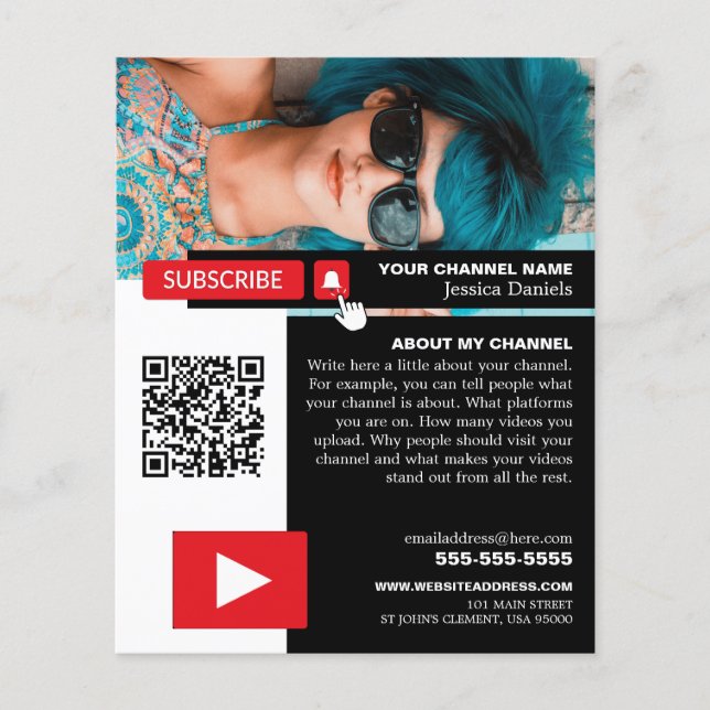 Flyer Código de Foto e QR Personalizado, Youtube - Vlogg (Frente)
