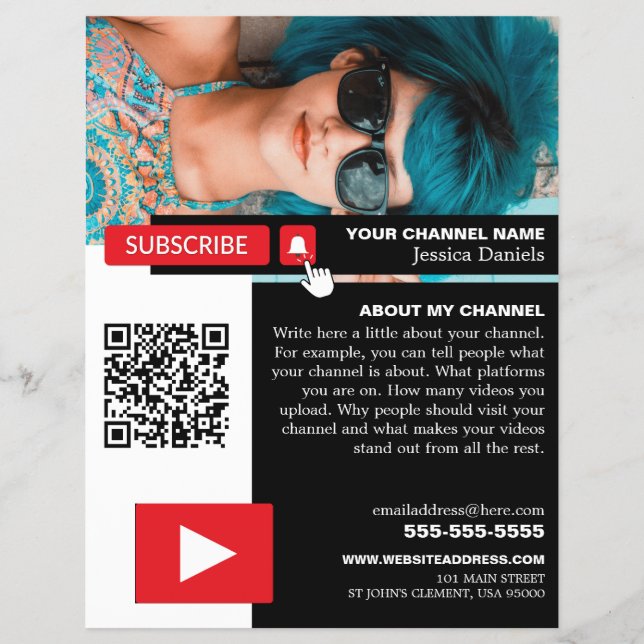 Flyer Código de Foto e QR Personalizado, Youtube - Vlogg (Frente)