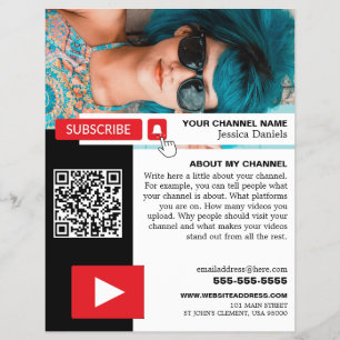 Flyer Código de Foto e QR Personalizado, Youtube - Vlogg