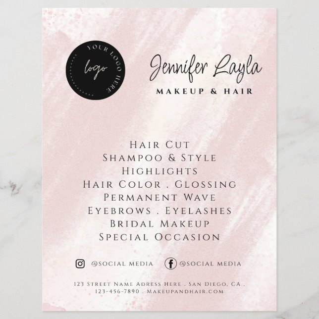 Flyer Código QR | Abstrato feminino Blush Pink Beauho Bo (Frente)