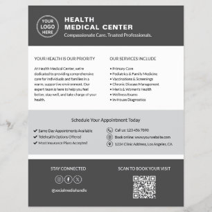Flyer Código QR Cinza com Logotipo Personalizado para Cl