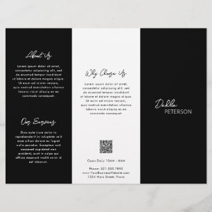Flyer Código QR Contemporâneo Simples Preto Moderno