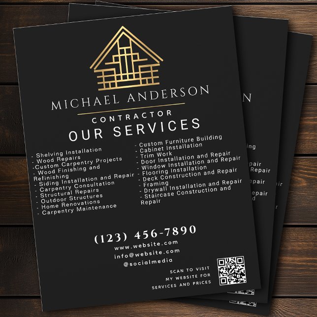 Flyer Código QR da Construção de Construção de Edifício  (Criador carregado)