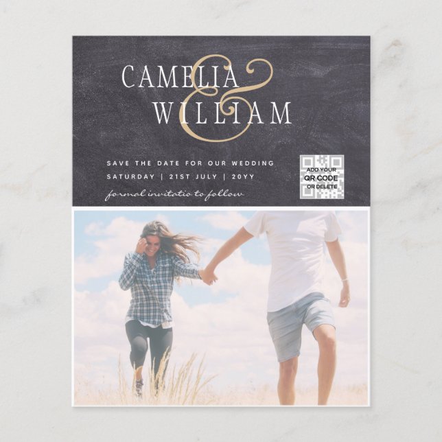 Flyer Código QR da Data de Salvamento do Convite de Foto (Frente)