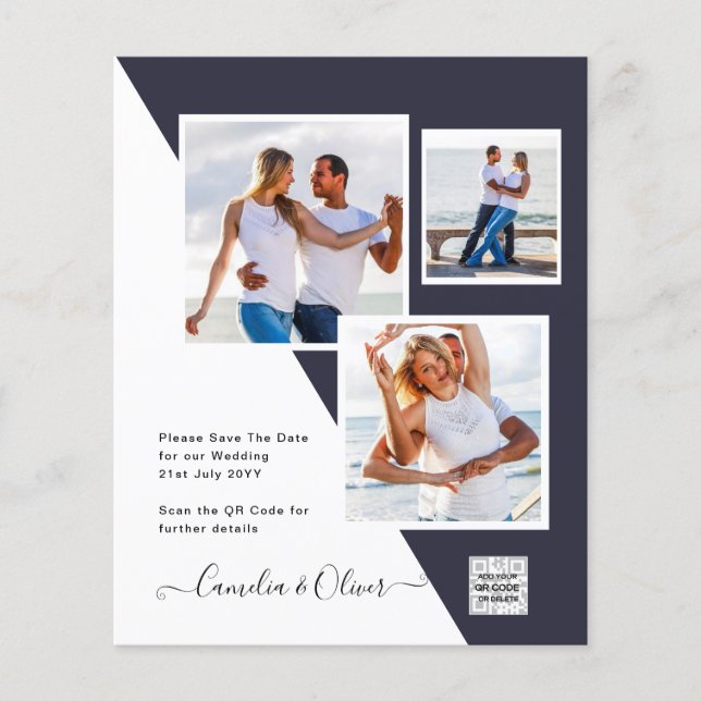 Flyer Código QR da Data de Salvamento do Convite de Foto (Frente)