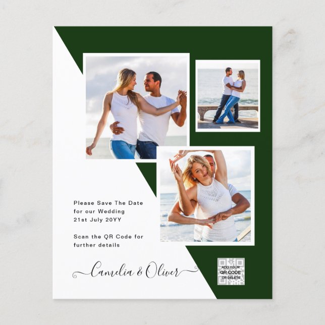 Flyer Código QR da Data de Salvamento do Convite de Foto (Frente)