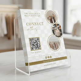 Flyer Código QR da Foto da Loja Chic Neutral Checker