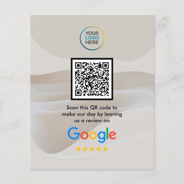 Flyer Código QR de Avaliações Personalizadas do Google  (Frente)