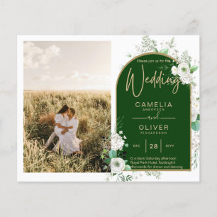 Flyer Código QR de Casamento Verde de Rosas Brancas Tota