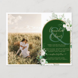 Flyer Código QR de Casamento Verde de Rosas Brancas Tota