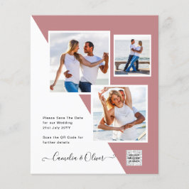 Flyer Código QR de Data de Salvamento de ROSA de Foto do