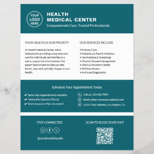 Flyer Código QR de Logo Personalizado do Doutor da Clíni