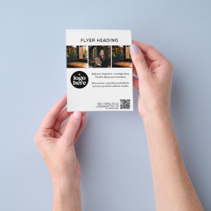 Flyer Código QR de Logotipo de Foto Personalizado Mínimo