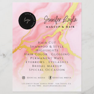 Flyer Código QR de Mídia Social Aquarela Rosa Ágata Dour