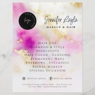 Flyer Código QR de Mídia Social Aquarela Rosa Dourado El