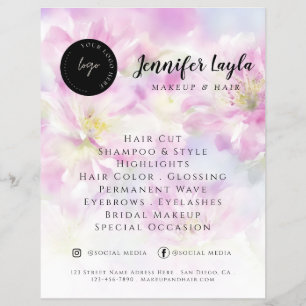 Flyer Código QR de Mídia Social Floral Aquarela Rosa