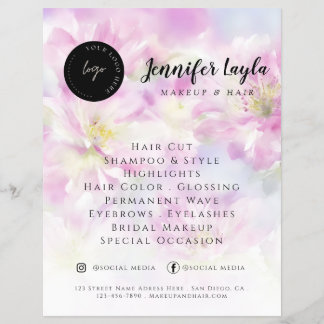 Flyer Código QR de Mídia Social Floral Aquarela Rosa