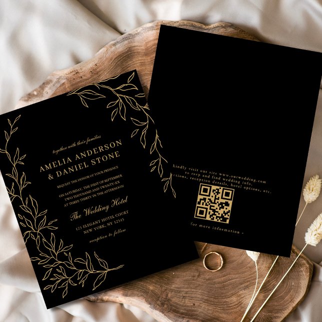 Flyer Código QR de Orçamento Convite Dourado de Casament (Criador carregado)