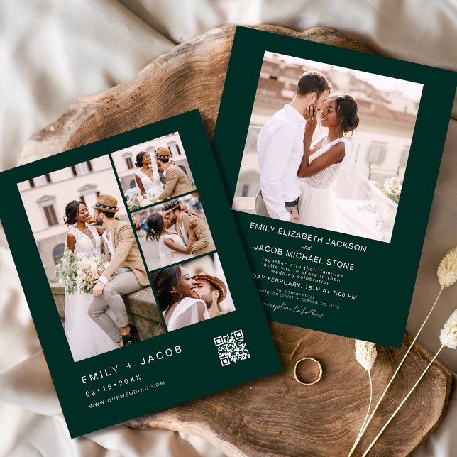Flyer Código QR de Orçamento Convite para Casamento Verd (Criador carregado)