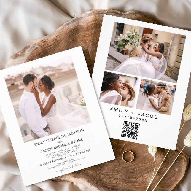 Flyer Código QR de orçamento Foto de Casamento Branco Mi (Criador carregado)