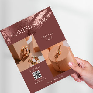 Flyer Código QR de Promo de Fotos de Negócios Em Breve