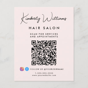 Flyer Código QR de Promoção Rosa do Script de Assinatura