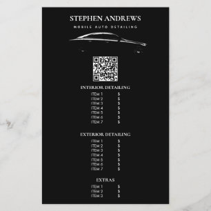 Flyer Código QR de Reparo Automotivo de Limpeza de Detal