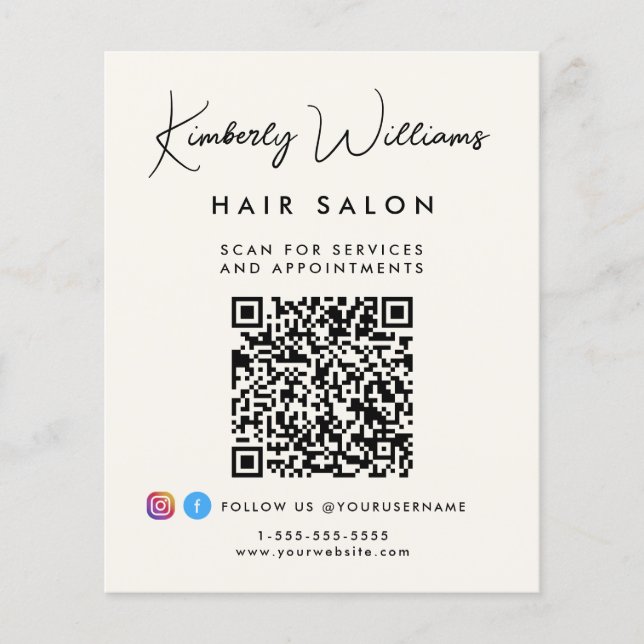 Flyer Código QR de Rótulo de Negócios Promocional em Let (Frente)