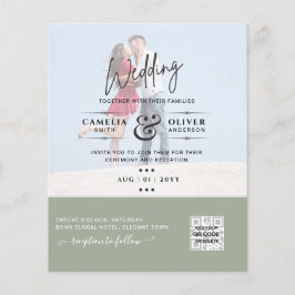 Flyer Código QR do Convite de Casamento com Foto Chic Gr