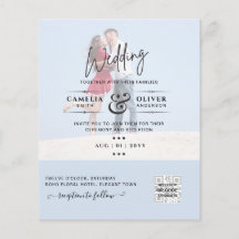 Código QR do Convite de Casamento da Foto Azul Chi