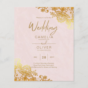 Flyer Código QR do Convite de casamento DOURADO LACE All